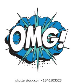 abbreviation omg (oh my god) in retro comic speech bubble with halftone dotted shadow on white background. vector vintage pop art illustration easy to edit and customize. eps 10