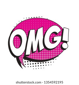 abbreviation omg (oh my god) in retro comic speech bubble with halftone dotted shadow on white background. vector vintage pop art illustration easy to edit and customize. eps 10