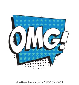 abbreviation omg (oh my god) in retro comic speech bubble with halftone dotted shadow on white background. vector vintage pop art illustration easy to edit and customize. eps 10