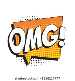 abbreviation omg (oh my god) in retro comic speech bubble with halftone dotted shadow on white background. vector vintage pop art illustration easy to edit and customize. eps 10