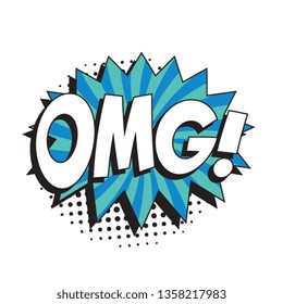 abbreviation omg (oh my god) in retro comic speech bubble with halftone dotted shadow on white background. vector vintage pop art illustration easy to edit and customize. eps 10