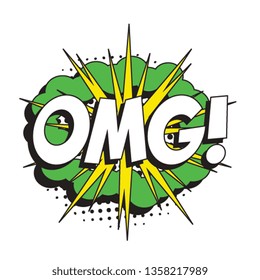 abbreviation omg (oh my god) in retro comic speech bubble with halftone dotted shadow on white background. vector vintage pop art illustration easy to edit and customize. eps 10