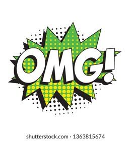 abbreviation omg (oh my god) in retro comic speech bubble with halftone dotted shadow on white background. vector vintage pop art illustration easy to edit and customize. eps 10