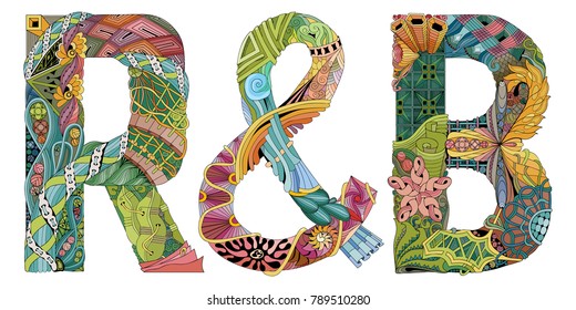 Abreviatura R y B. objeto de zentangle decorativo de Vector