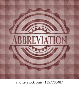 Abbreviation red seamless emblem with geometric background.