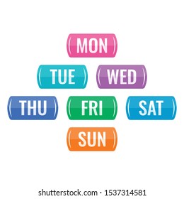 abbreviation of seven days a week. seven days a week buttons