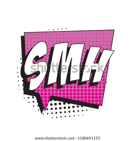 abbreviation smh shaking my head retro stock vector royalty free