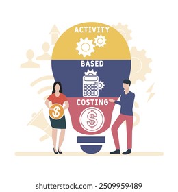 ABC - activity based costing acronym. business concept background. vector illustration concept with keywords and icons. lettering illustration with icons for web banner, flyer, landing