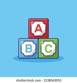 ABC Alphabet Blocks Vector Icon Illustration. Children and Education Toys Vector. Flat Cartoon Style Suitable for Web Landing Page, Banner, Flyer, Sticker, Wallpaper, Background