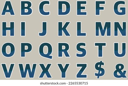 vector conjunto de tipos de letra de borde azul y blanco del alfabeto ABC