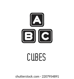 Abc alphabet cubes isolated on white background for kindergarten education concept. Vector illustration.