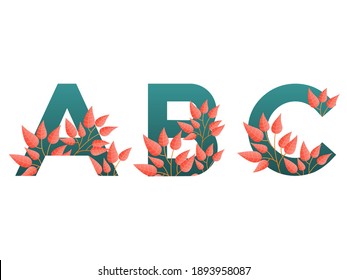  ABC alphabet with flowers and plants in vector illustration 