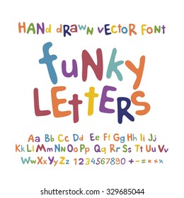 ABC alphabet funky letters children fun colorful set cartoon art