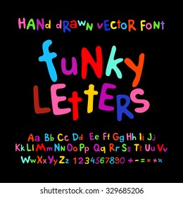 ABC alphabet funky letters children fun colorful set cartoon art