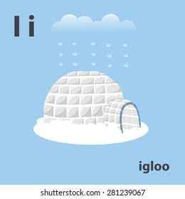 I abc alphabet with igloo illustration, vector