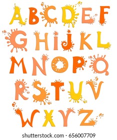 abc. Alphabet isolated on White background. Ink Splatter Alphabet. Vector illustration