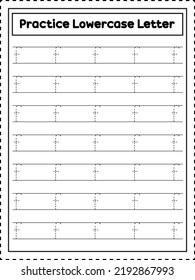 ABC Alphabet Letter Tracing. Kleinbuchstabe f. Handschriftliche Praxis für Vorschulkinder