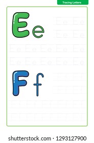 ABC Alphabet letters tracing worksheet with alphabet letters. Basic writing practice for kindergarten kids A4 paper ready to print vector illustration
