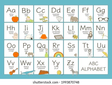 ABC alphabet phonics  simple illustration 