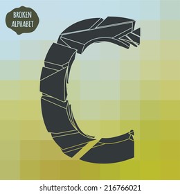 Abc alphabet symbol broken c