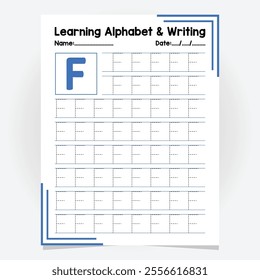 Abc Alphabet Tracing Practice. Letter .Worksheet Educational Coloring Book Page With Outline Vector Illustration for Preschool