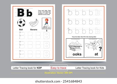 ABC alphabet tracing practice worksheet. word coloring book page with silhouette outline vector illustration for preschool. Uppercase, Lowercase letter Tracing and coloring book For Pre-school Kids