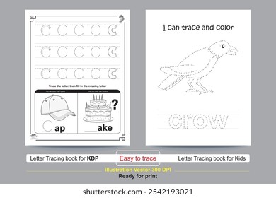 Uma planilha de traçado educacional ABC para pré-escolares, com letras de contorno para traçado e coloração. Perfeito para melhorar o reconhecimento de cartas, habilidades de escrita e criatividade em jovens alunos.