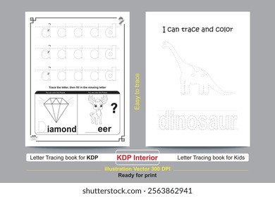 ABC alphabet tracing practice worksheet. word coloring book page with outline vector illustration for preschool. Uppercase And Lowercase letter Tracing For Pre-school Kids with Arrow Direction d