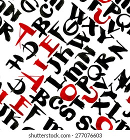 Abc alphabet watercolor calligraphy letters seamless pattern vector illustration