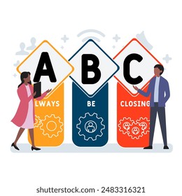 ABC - Always Be Closing acronym. business concept background. vector illustration concept with keywords and icons. lettering illustration with icons for web banner, flyer, landing page