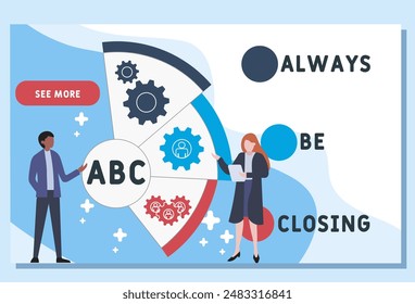 ABC - Always Be Closing acronym. business concept background. vector illustration concept with keywords and icons. lettering illustration with icons for web banner, flyer, landing page