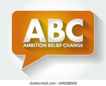 ABC - Ambition Belief Change acronym message bubble, business concept background