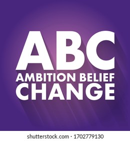 ABC - Ambition Belief Change acronym, business concept background