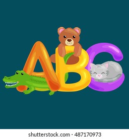 Abc animal letters for school or kindergarten children alphabet education isolated