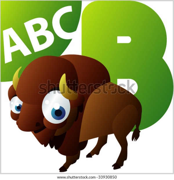 Abc Animals B Bison Stock Vector (Royalty Free) 33930850