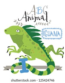 ABC animals: I is for iguana. Vector Graphics