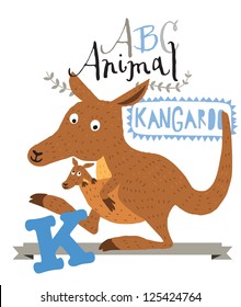 ABC animals: K is for kangaroo. Vector Graphics