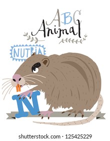 ABC animals: N is for Nutria. Vector Graphics