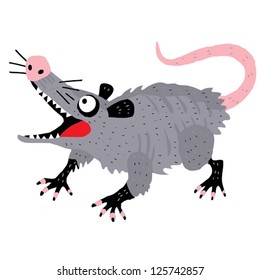 ABC animals: O is for opossum. Vector Graphics