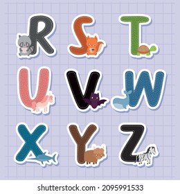 ABC and animals over purple