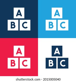 Abc Block blue and red four color minimal icon set