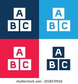 Abc Block blue and red four color minimal icon set