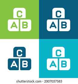 Abc Block Flat four color minimal icon set