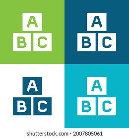 Abc Block Flat four color minimal icon set