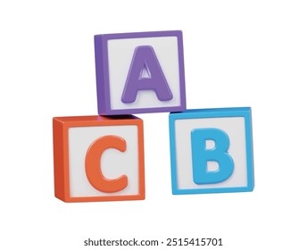 Abc block icon 3d render illustration