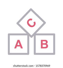 ABC block vector color line icon 