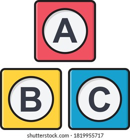 ABC block vector flat line icon 