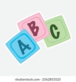 ABC Block Vector Illustration Sticker. Vector sticker of colorful ABC blocks. Ideal for kids and educational designs