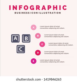 Abc, Blocks, Basic, Alphabet, Knowledge Infographics Presentation Template. 5 Steps Presentation