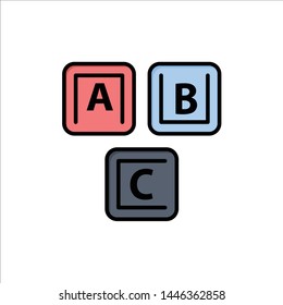 Abc, Blocks, Basic, Alphabet, Knowledge  Flat Color Icon. Vector icon banner Template